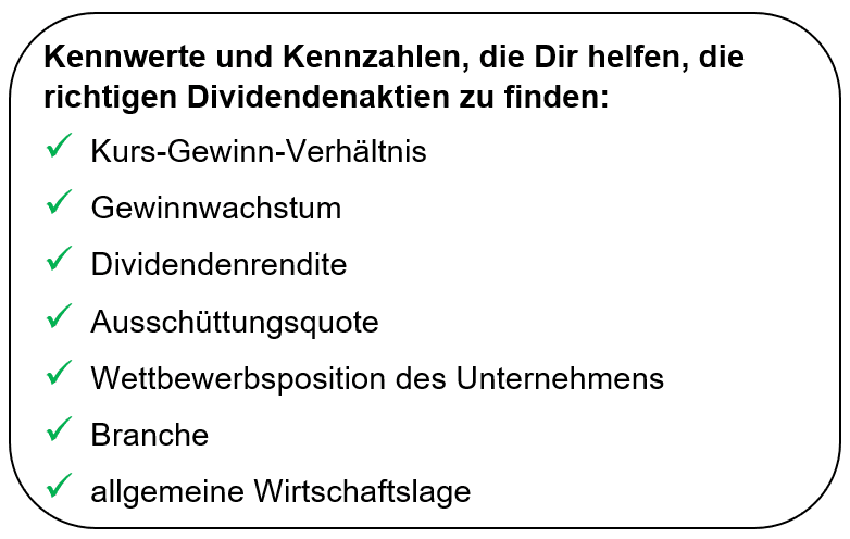 Kennwerte und Kennzahlen für Dividendenaktien